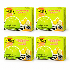 Lobo Lemon Flavoured Gelatin Dessert 110g — Pack of 4 — exact sold quantity on white