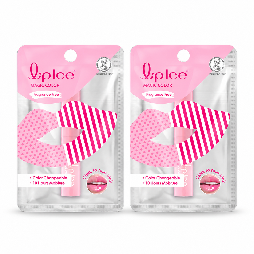 Lipice Magic Color Rose Pink Fragrance Free Lip Balm 2g — Pack of 2 — exact sold quantity on white