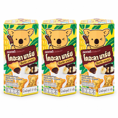 Lotte Koala's March Choco Banana Biscuits — 3 × 37 g — exact sold quantity on white