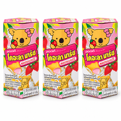 Lotte Koala's March Strawberry Biscuits — 3 × 37 g — exact sold quantity on white