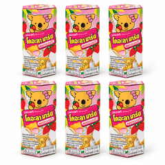 Lotte Koala's March Strawberry Biscuits — 6 × 37 g — exact sold quantity on white