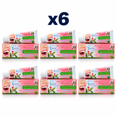 6 × 30 g Rasyan Herbal Clove Toothpaste with Aloe Vera & Guava Leaf – exact pack quantity on white