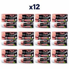 12 × 30 g Rasyan Extra Clean Herbal Clove Toothpaste with Charcoal – exact pack quantity on white