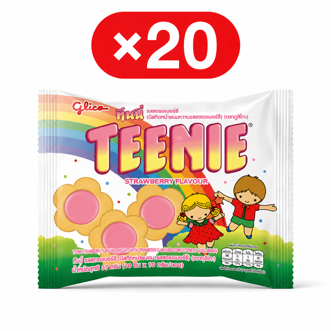 Glico Teenie Strawberry biscuits, 20 × 37 g