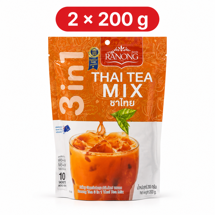 Ranong Tea 3-in-1 Thai Tea Mix bundle of 2 pouches