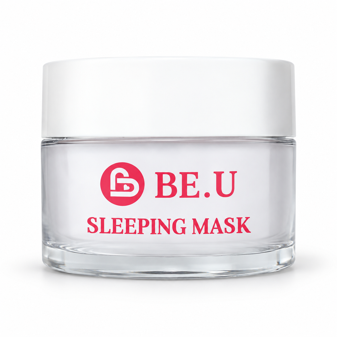 BE.U Sleeping Mask 50g jar on white