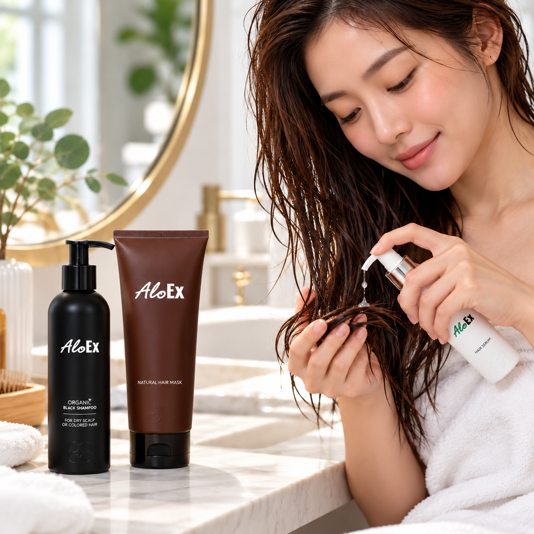 Apply hair serum to the ends after shampoo and mask