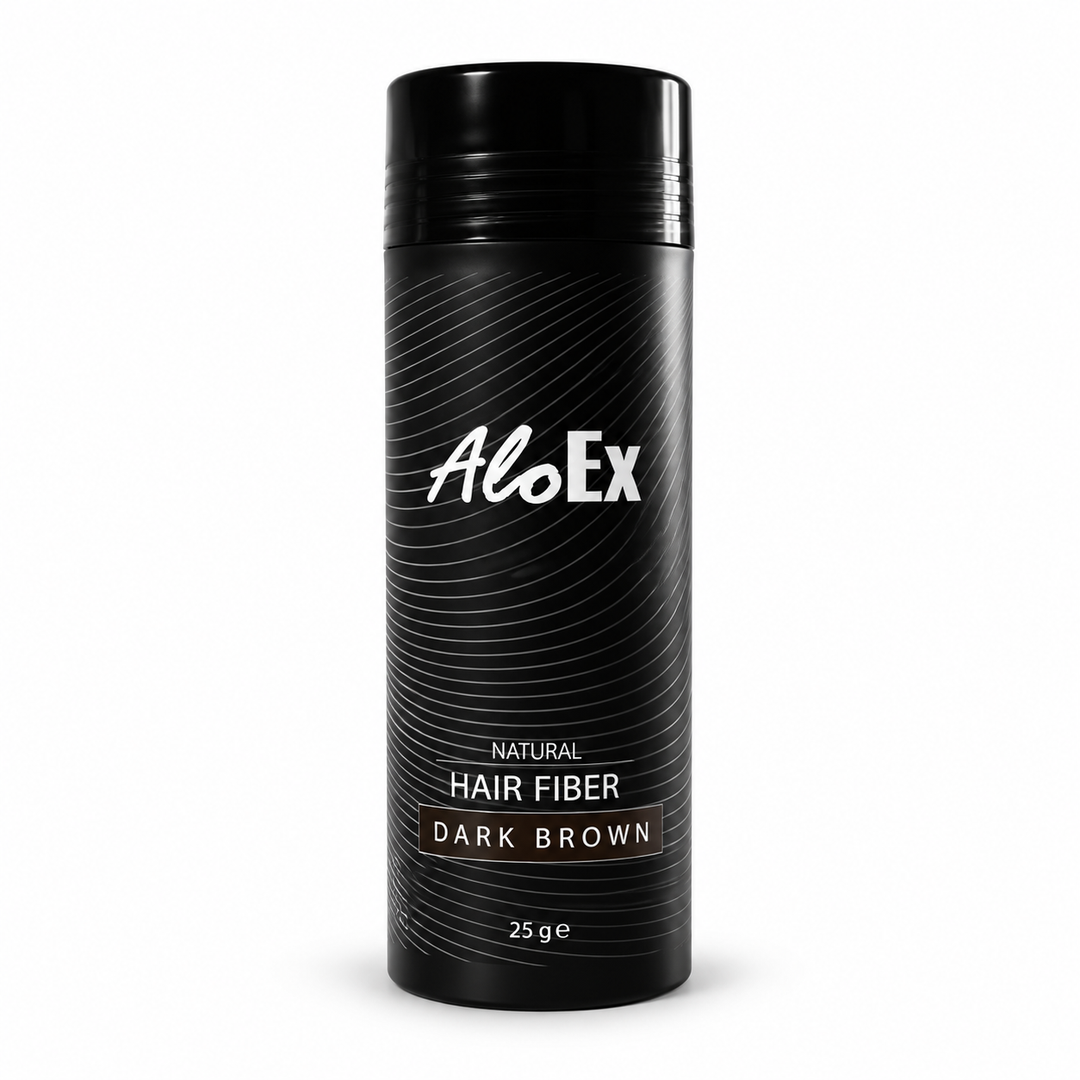 AloEx Natural Hair Fiber Dark Brown 25g – 1, 2 or 4 Bottles — product on white