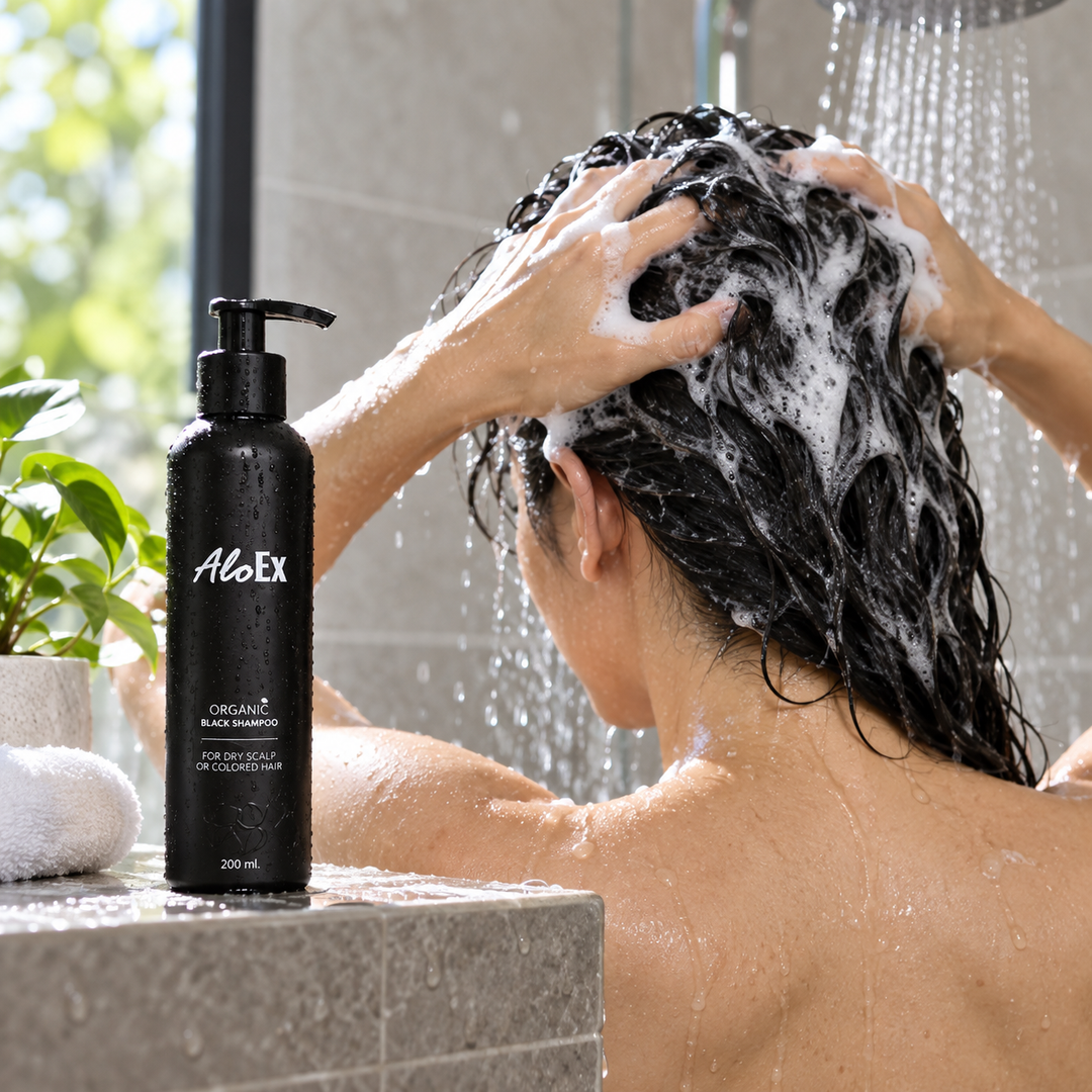 AloEx Organic Black Shampoo – 30ml or 200ml, Packs of 1, 2 or 4 use
