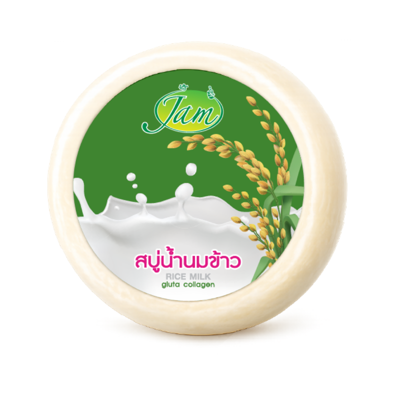 Official JAM 160 g round soap on white background