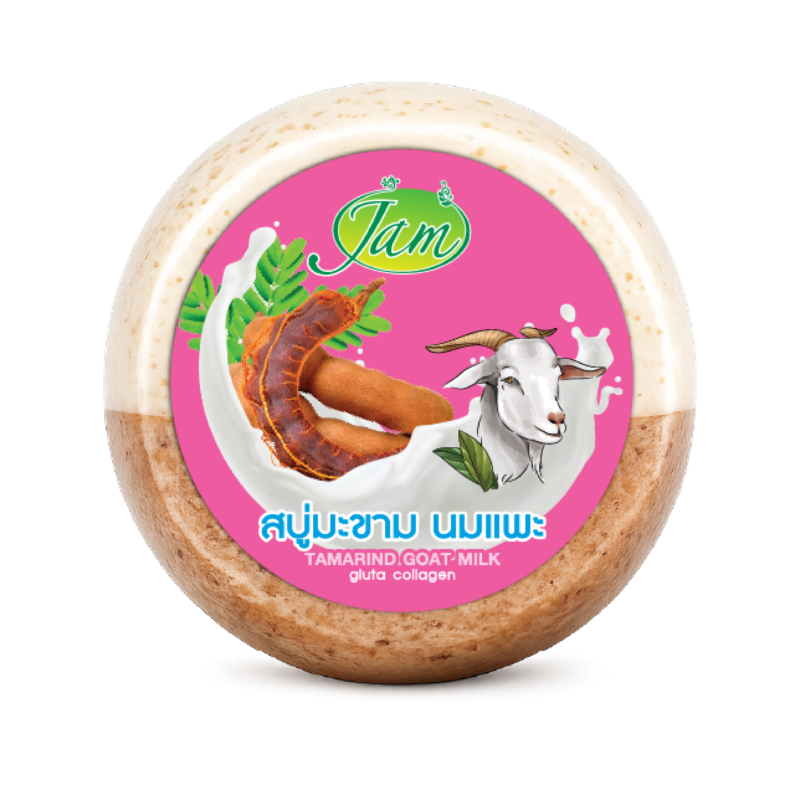 Official JAM 160 g round soap on white background