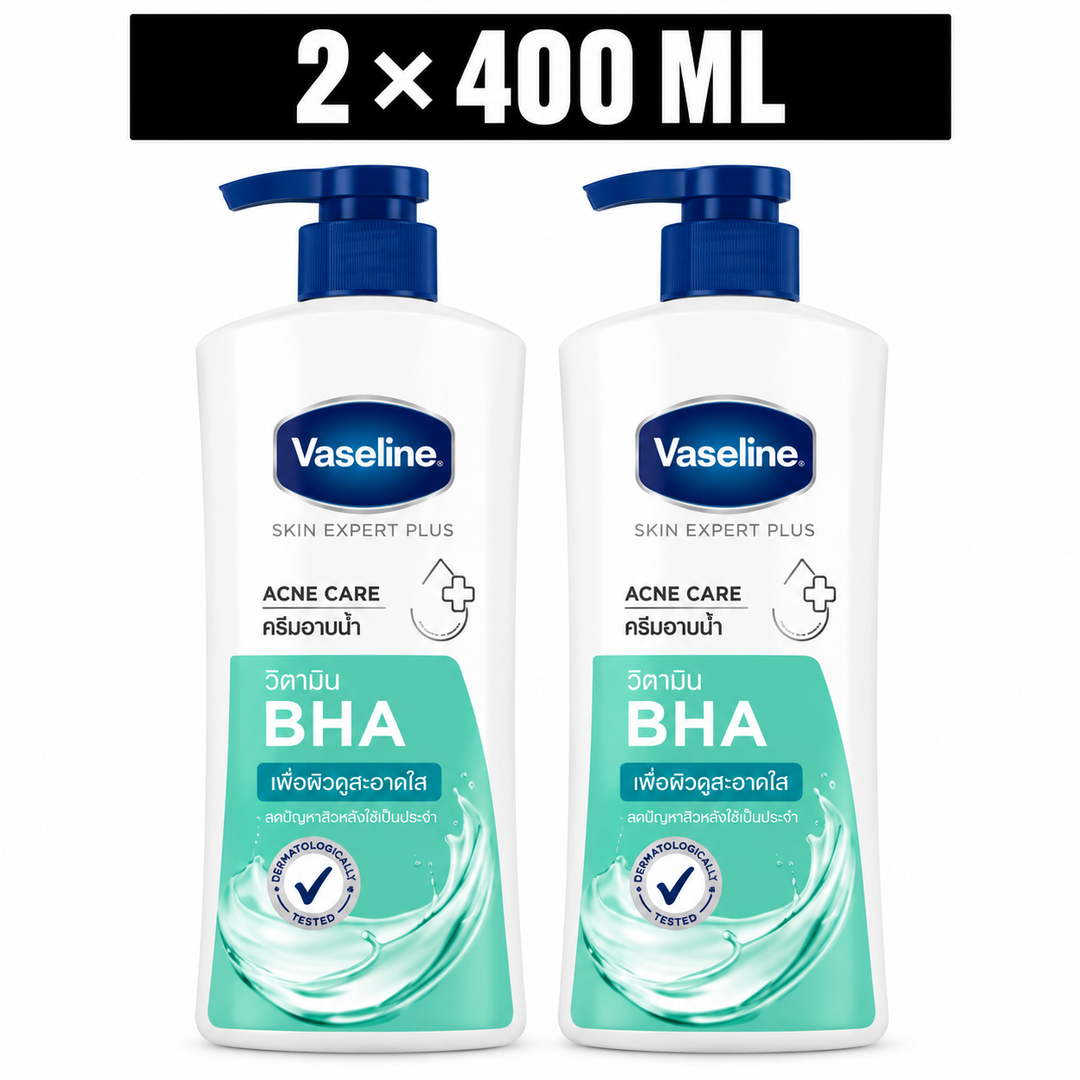 Vaseline Acne Care BHA body wash pack of 2, 400 ml each