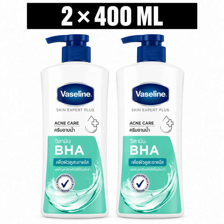 Vaseline Acne Care BHA body wash pack of 2, 400 ml each