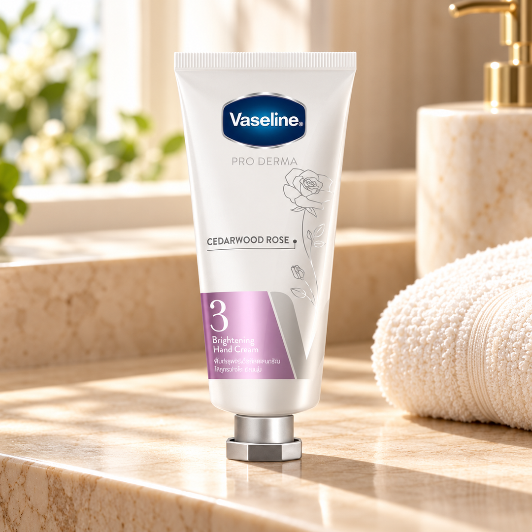 Vaseline cedar hand cream in an everyday setting
