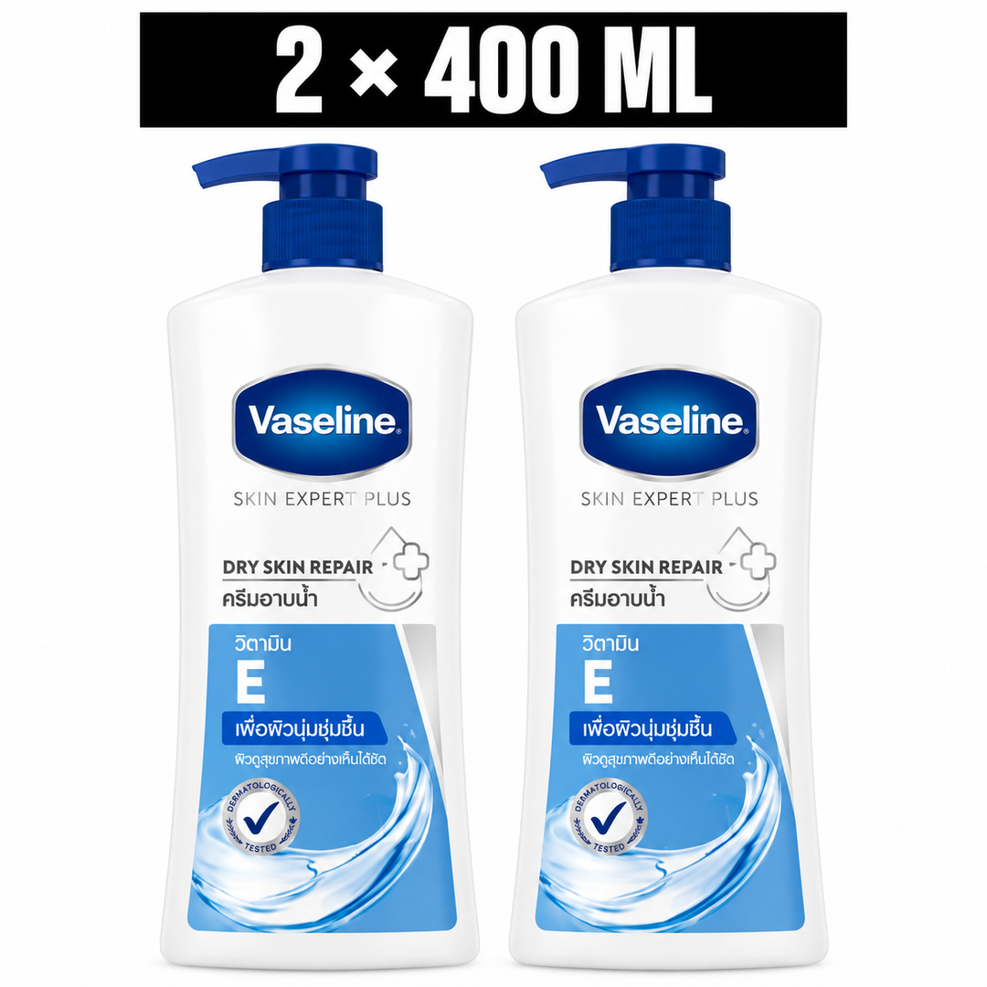 Vaseline Dry Skin Repair Vitamin E body wash pack of 2, 400 ml each