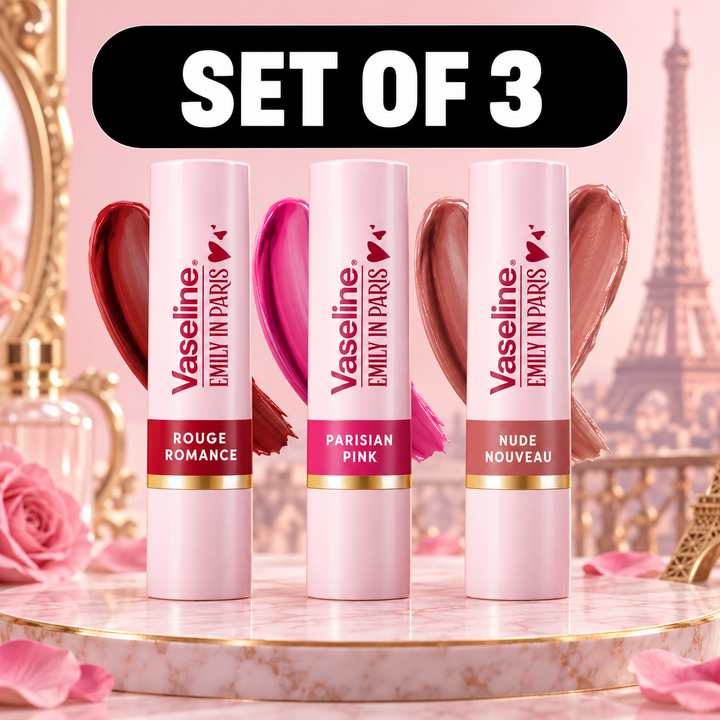 Vaseline Emily in Paris tinted lip balm set of 3 shades