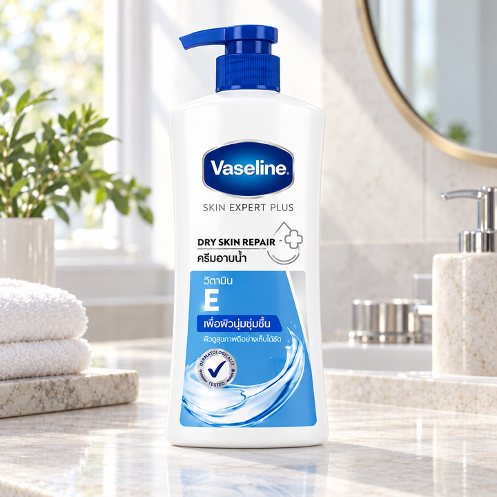 Vaseline Healthy Bright B3 body wash in spa setting