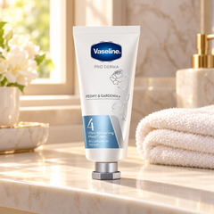 Vaseline peony hand cream in an everyday setting
