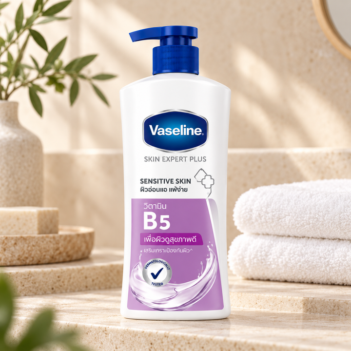 Vaseline Sensitive Skin B5 body wash in spa setting