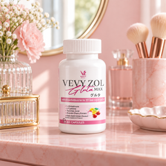 Vevy Zol Gluta Max bottle in a clean beauty setting