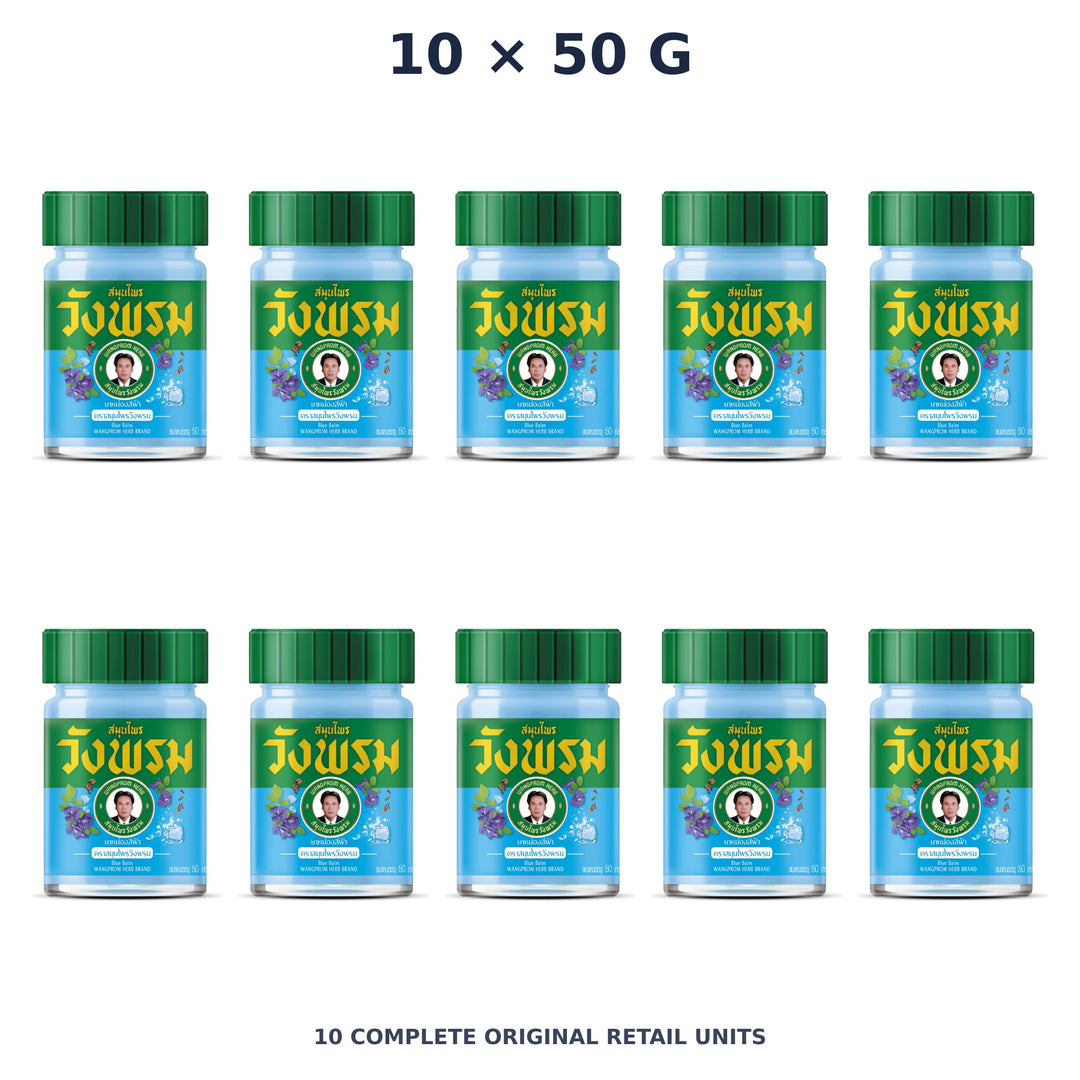 Wang Prom Blue Balm 50 g — 10 Jars — exact supplied quantity on white
