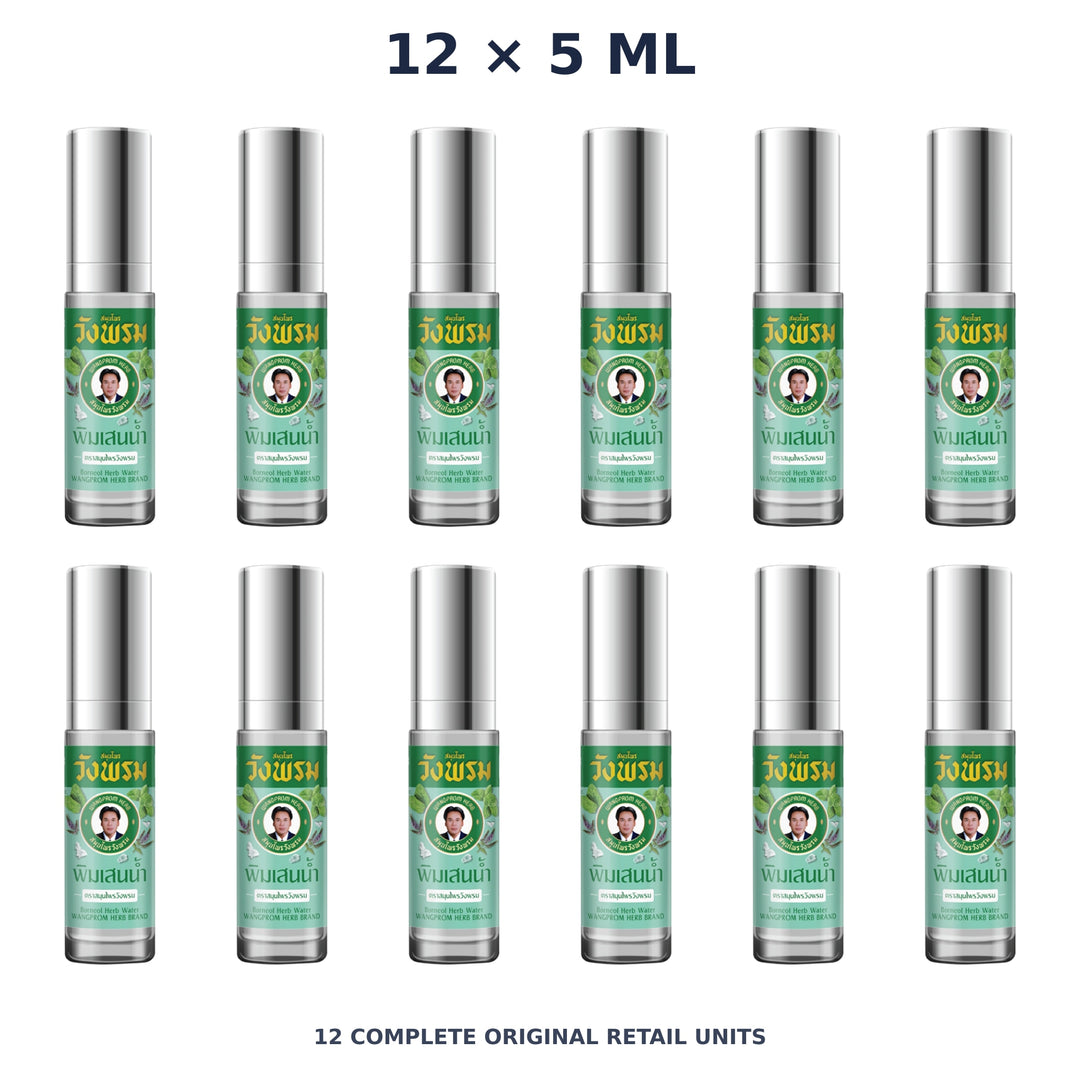 Wang Prom Borneol Liquid Roll-On 5 ml — 12 Roll-Ons — exact supplied quantity on white