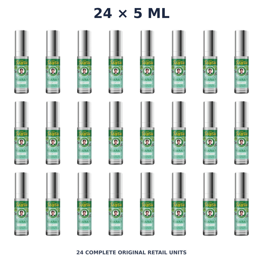 Wang Prom Borneol Liquid Roll-On 5 ml — 24 Roll-Ons — exact supplied quantity on white