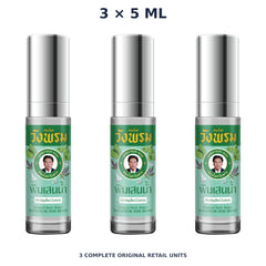 Wang Prom Borneol Liquid Roll-On 5 ml — 3 Roll-Ons — exact supplied quantity on white