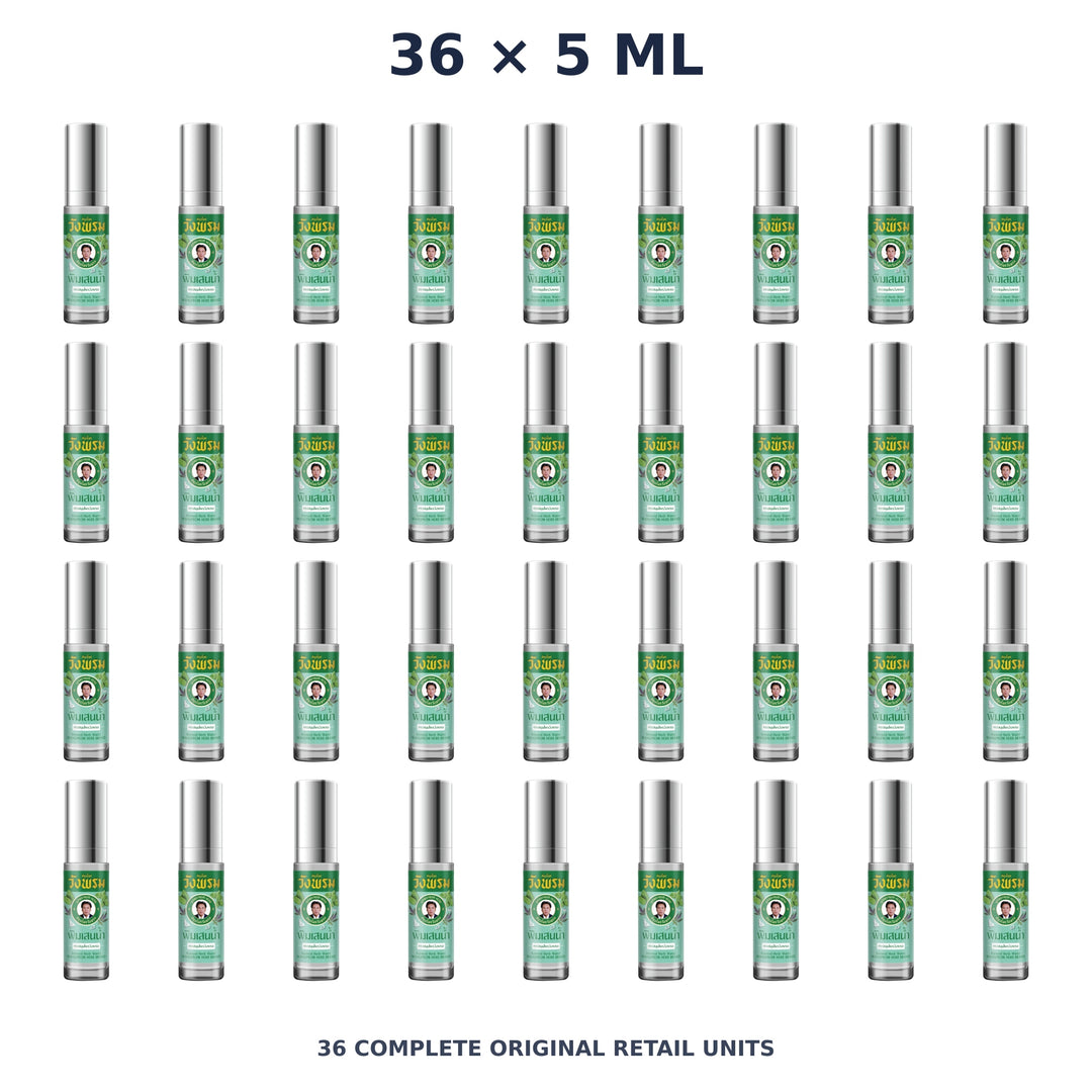 Wang Prom Borneol Liquid Roll-On 5 ml — 36 Roll-Ons — exact supplied quantity on white