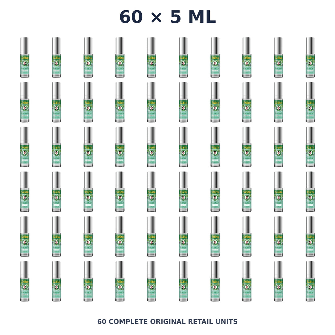 Wang Prom Borneol Liquid Roll-On 5 ml — 60 Roll-Ons — exact supplied quantity on white