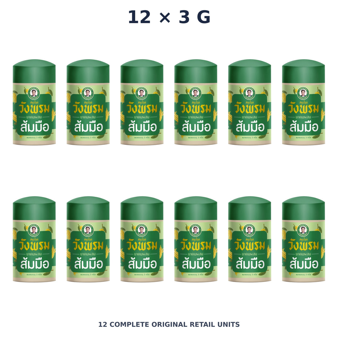 Wang Prom Buddha’s Hand Inhaler 3 g — 12 Inhalers — exact supplied quantity on white