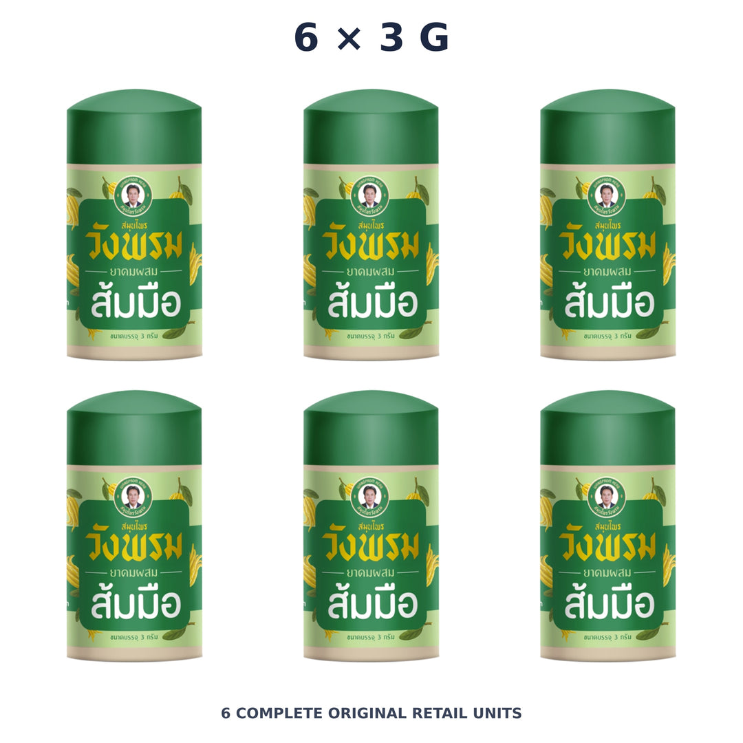 Wang Prom Buddha’s Hand Inhaler 3 g — 6 Inhalers — exact supplied quantity on white