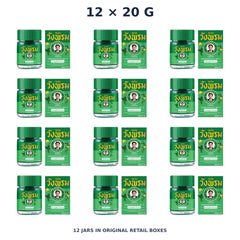 Wang Prom Green Saledphangphon Balm Formula 2 20 g — 12 Jars — exact supplied quantity on white