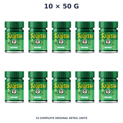 Wang Prom Green Saledphangphon Balm Formula 2 50 g — 10 Jars — exact supplied quantity on white
