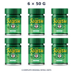 Wang Prom Green Saledphangphon Balm Formula 2 50 g — 6 Jars — exact supplied quantity on white