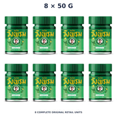 Wang Prom Green Saledphangphon Balm Formula 2 50 g — 8 Jars — exact supplied quantity on white
