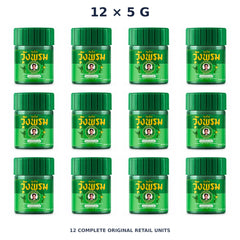Wang Prom Green Saledphangphon Balm Formula 2 5 g — 12 Jars — exact supplied quantity on white