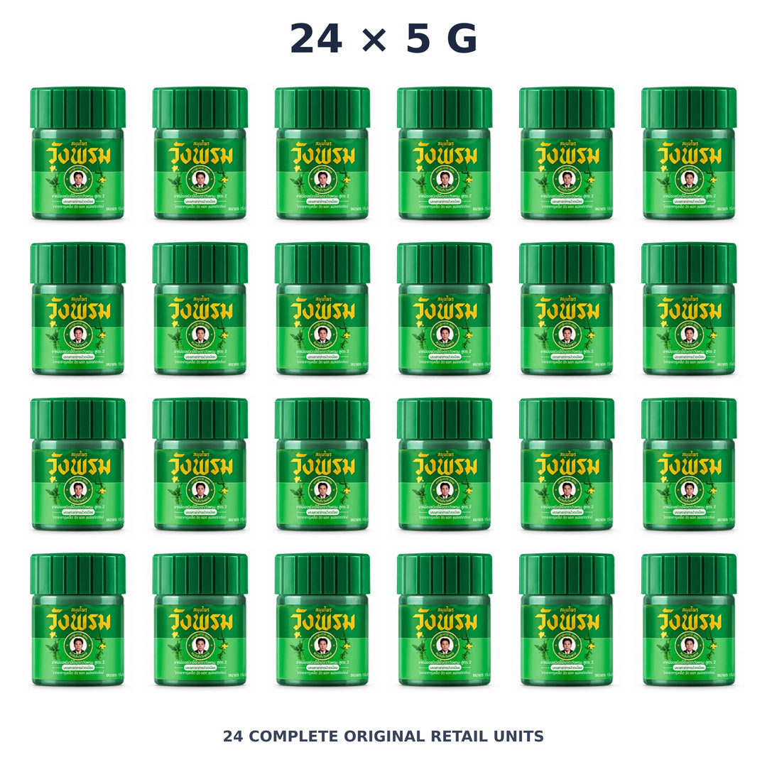 Wang Prom Green Saledphangphon Balm Formula 2 5 g — 24 Jars — exact supplied quantity on white