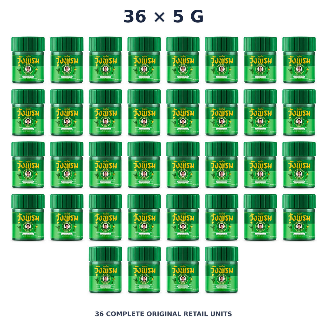 Wang Prom Green Saledphangphon Balm Formula 2 5 g — 36 Jars — exact supplied quantity on white
