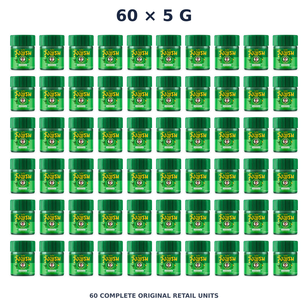 Wang Prom Green Saledphangphon Balm Formula 2 5 g — 60 Jars — exact supplied quantity on white