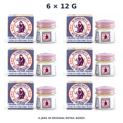 White Monkey Holding Peach Balm 12 g — 6 Jars — exact supplied quantity on white