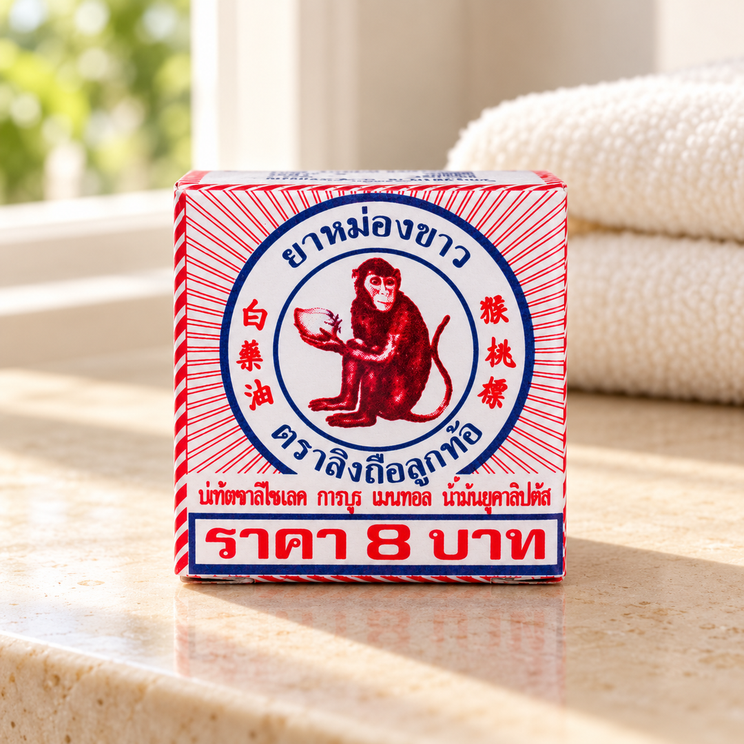 White Monkey Holding Peach Balm 2 g — product reference, lifestyle view 1