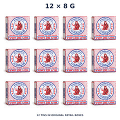 White Monkey Holding Peach Balm 8 g — 12 Tins — exact supplied quantity on white